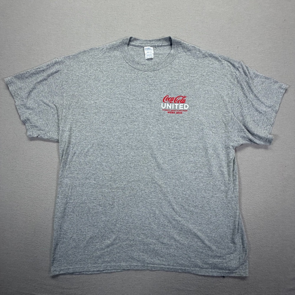 Port & Company T-Shirt Mens 2XL Good Gray Coca-Cola United 2023 Graphic Tee